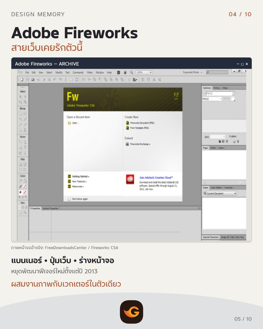Adobe Fireworks โปรแกรมกราฟิกในตำนาน: แบนเนอร์ • ปุ่มเว็บ • ร่างหน้าจอ