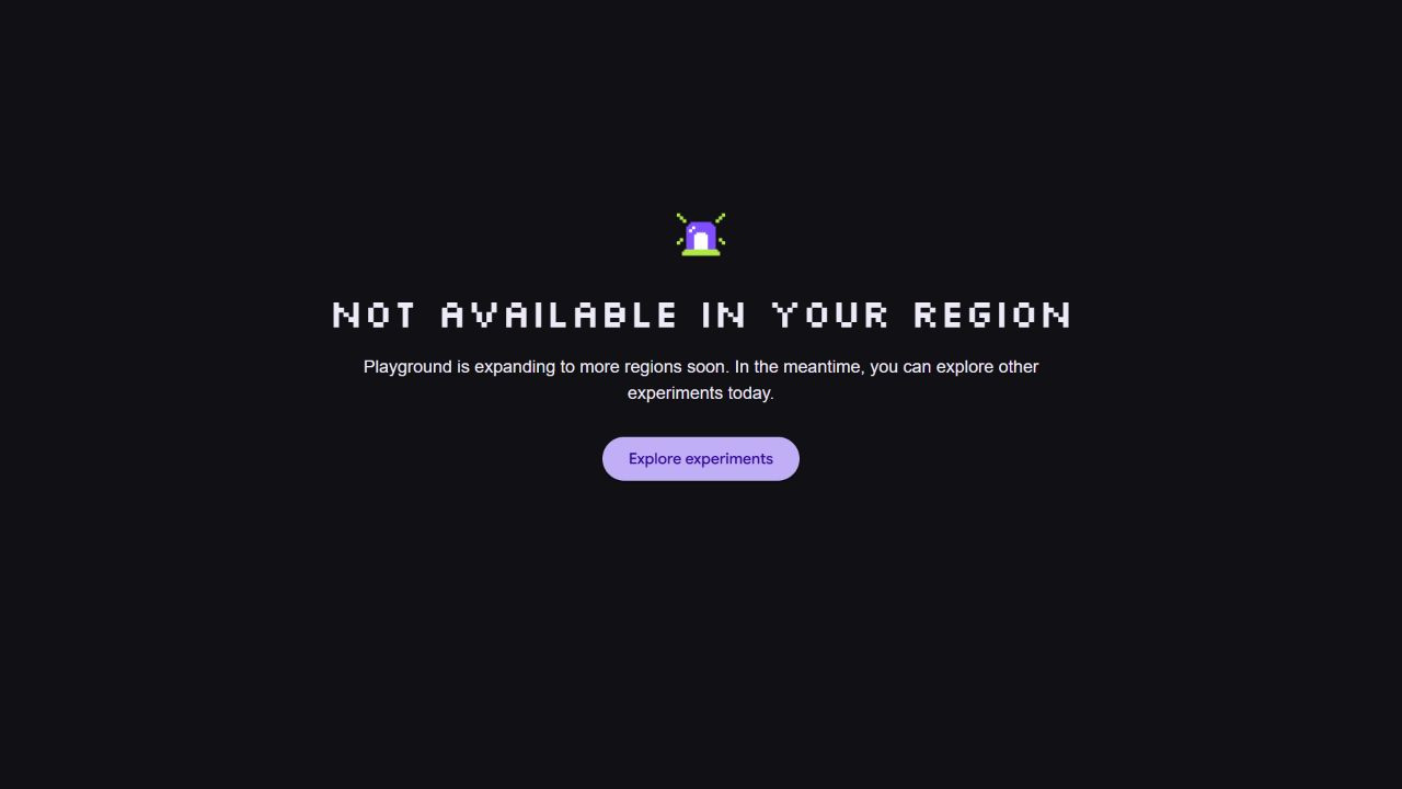 ข้อความ Not available in your region ที่พบเมื่อเปิด Playground